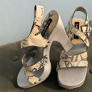 Vintage Candies Snakeskin Platform Block Heel